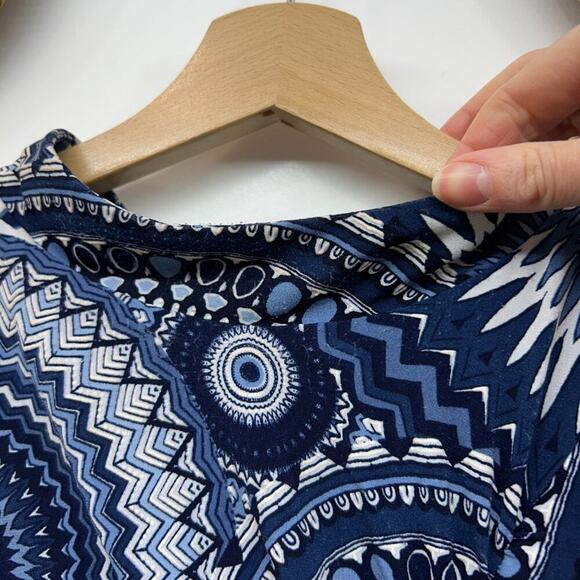 Ashley Steward Blue White Cinched Ruched High Neck Maxi Dress Plus Size 18/20W - Picture 8 of 8